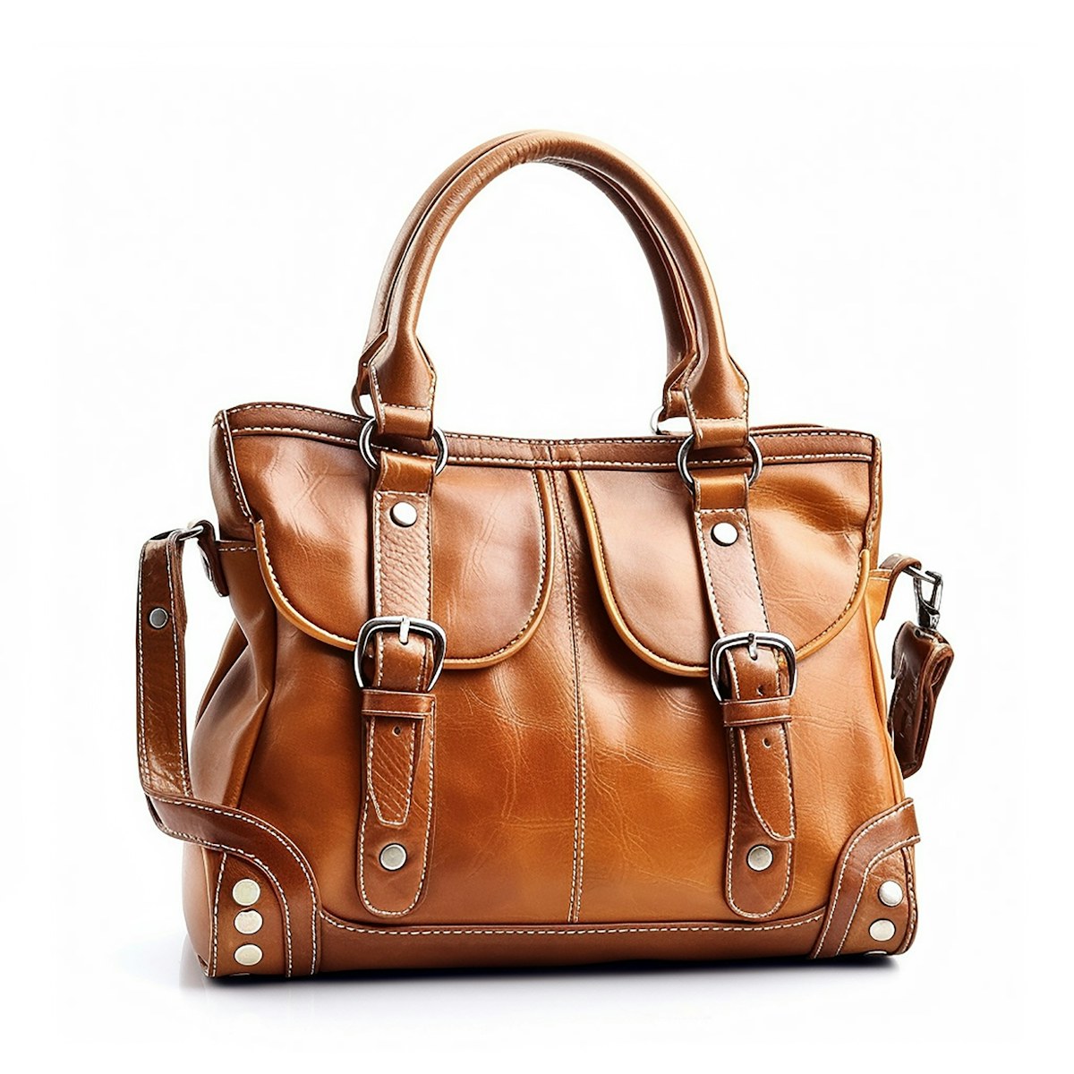 Leather bag exterior and metal accessories